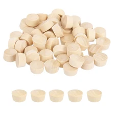 100 Pcs Wood Plugs, 5/8" Flat Head Screw Hole Plugs Wooden Caps, Wood Color