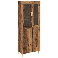 Highboard Altholz Mit Engineered Wood Und Glas 69,5X34X180 Cm