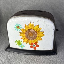 MCM 1950  s Vintage enamel tin Sunflower toy toaster Collectible