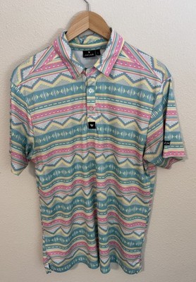 Bad Birdie Polo Shirt Men s Large Pastel Aztec Golf Performance Salty Savage