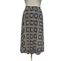 Abercrombie Fitch Black White Floral Pull On Flowy Midi Skirt Size M