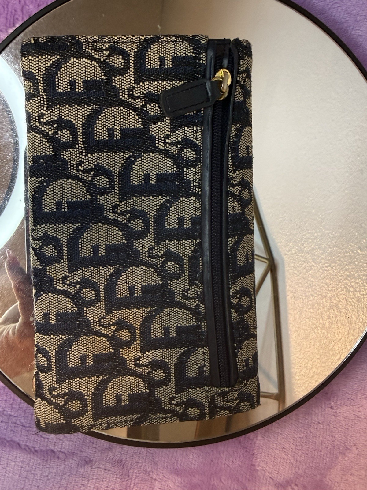 Authentic Christian Dior Navy Blue Monogram Trotter Saddle Flap Long Wallet image 7