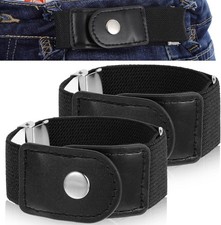 2 Pcs Men Elastic Belt 2 Loop No Buckle Invisible Stretch Belt Buckle-less No Bu