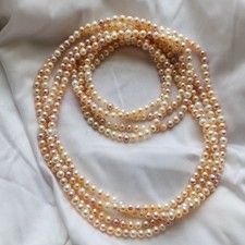 Hand Knotted Pearl Long 5MM Beaded Necklace Endless Strand 100  