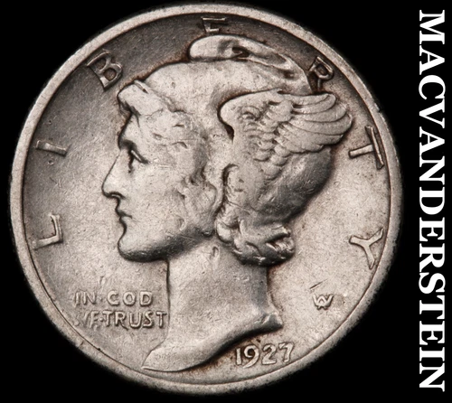 1927-D Mercury Dime- Silver- Very Fine Semi Key Better Date No Reserve #J3507