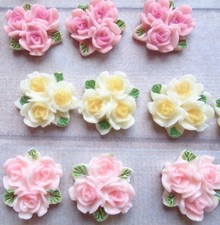 1:12 Dolls House Miniature: 8x Rose Flower Clusters 11mm (Lawn / Flowerbed)