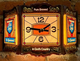 Vintage Old Style BEER Clock 12" x 7" x 4.5" WORKING FREE USA SHIPPING!