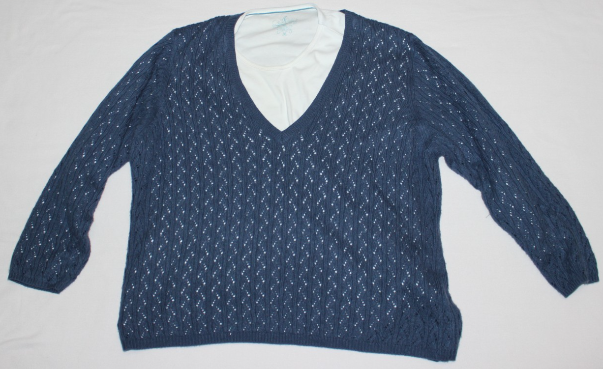 Northcrest Layering Essentials Comfort Fit Women's Top Size 3X Blue & White