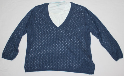 Northcrest Layering Essentials Comfort Fit Top Women's Size 3X Blue & White