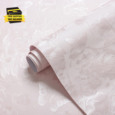 118"X15.7" Pink Wall Paper Embossed Floral Peel and Stick Wallpaper Light Pink F