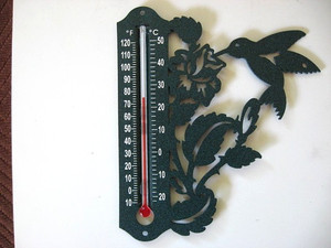 Metal  Indoor/Outdoor Wall Thermometer--Hummingbird