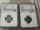 NGC Certified Mercury Dime Lot (1925-D AG 3 & 1936-D VF 30) 90% Silver US Coins