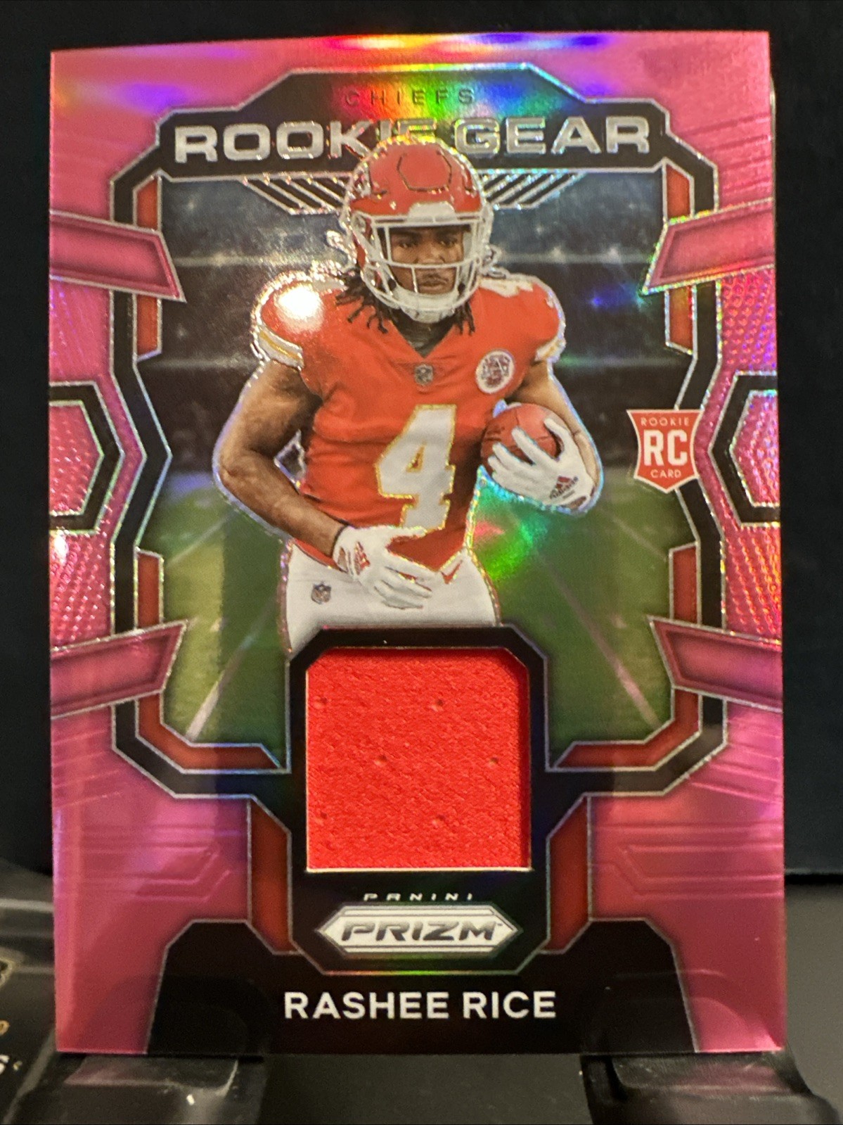 2023 Prizm Rashee Rice Rookie Gear Jersey Pink Rookie RC #RG-RR Chiefs