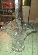 Vintage Duncan  Miller Clear Glass Bride's Basket Etched Flowers