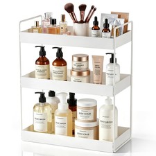 3-Tier Bathroom Countertop Organizer White Vanity Tray for Cosmetic Makeup
