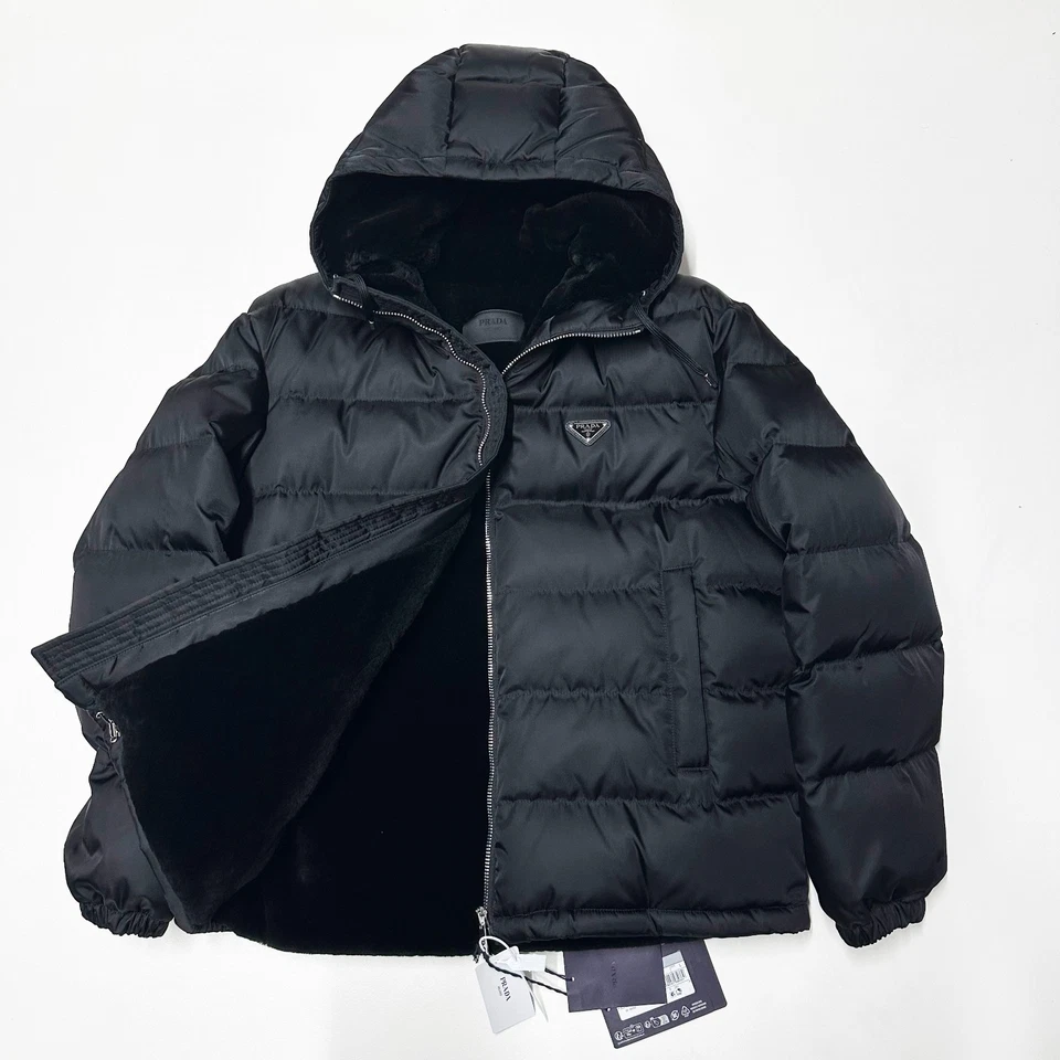 PRADA RRP £4900 SHEARLING SIZE LARGE 50 JACKET MENS DOWN PUFFER RE-NYLON BLACK L - Image 2 of 4