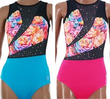 NEW Daring Floral Gymnastics Leotard by Snowflake Designs - Blue or Raspberry