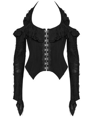 Punk Rave Daily Life Apocalyptic Gothic Broken Knit Halter Top