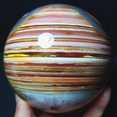 RARE 1540g Natural Polishing Colorful Stripes Agate Ball Reiki Healing A4832