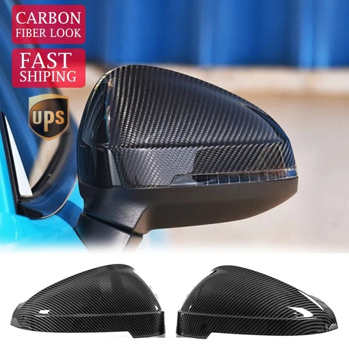 2PCS Carbon Fiber Door Mirror Cover Cap Fits Audi B9 A4 S4 A5 S5 w/ Side Assist