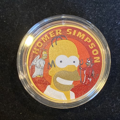 #ad 2022 HOMER SIMPSON 1 Oz Silver Colorized Coin COA Tin – SUPER LOW Mintage $195.00