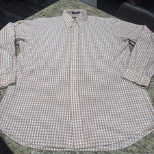 Chaps Dress Shirt Button Down Long Sleeve Men’s 16–16.5 White-Peach Striped Cpix
