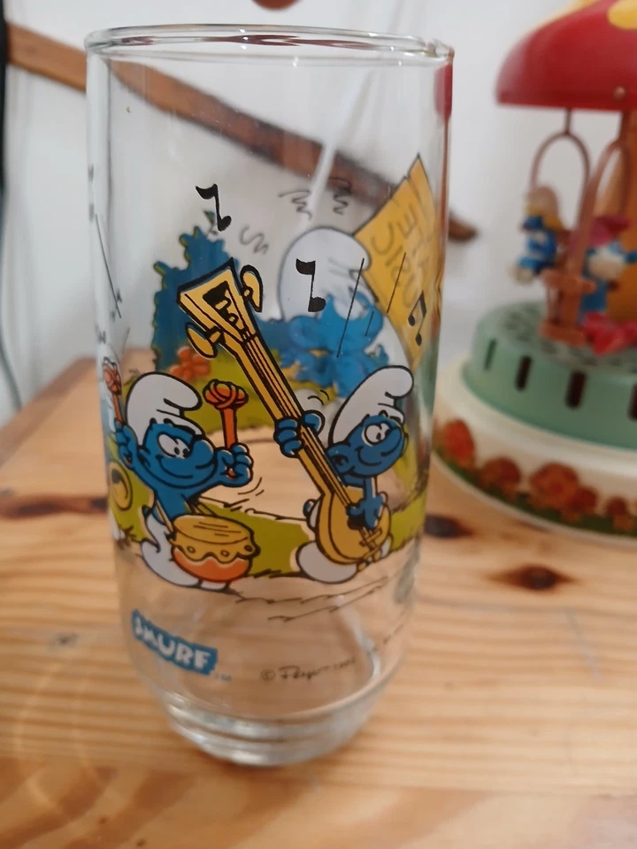 Gran Lote De Juguetes Y Accesorios Pitufo Vidrio Pitufo De Colección Tiovivo Foto 4 de 4