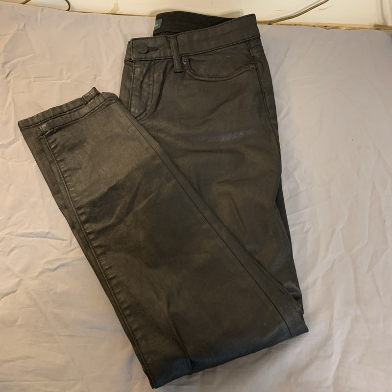 RALPH LAUREN JEANS CO. BLACK LEATHER LOOK SIZE 8 TAPER LEG STRETCH GREEN TAG NEW