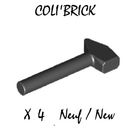 Lego 4522 - 4x Marteau outils / Minifig utensil tool mallet hammer - Black - NEW