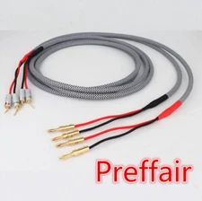 1M Pair Silver Plated Speaker Cable HIFI Banana to Pin Single Wire Connectors