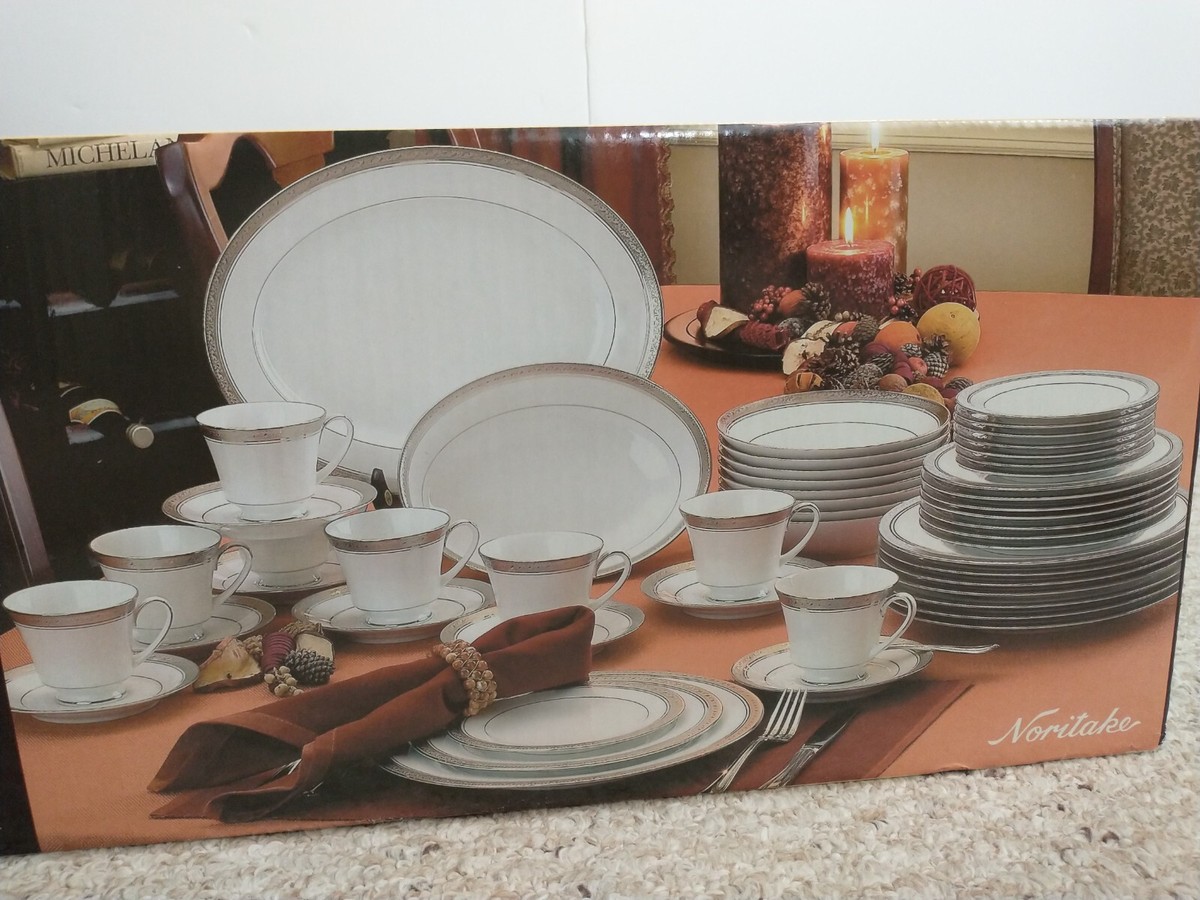 50 Piece Noritake Legendary Crestwood Platinum Dinnerware