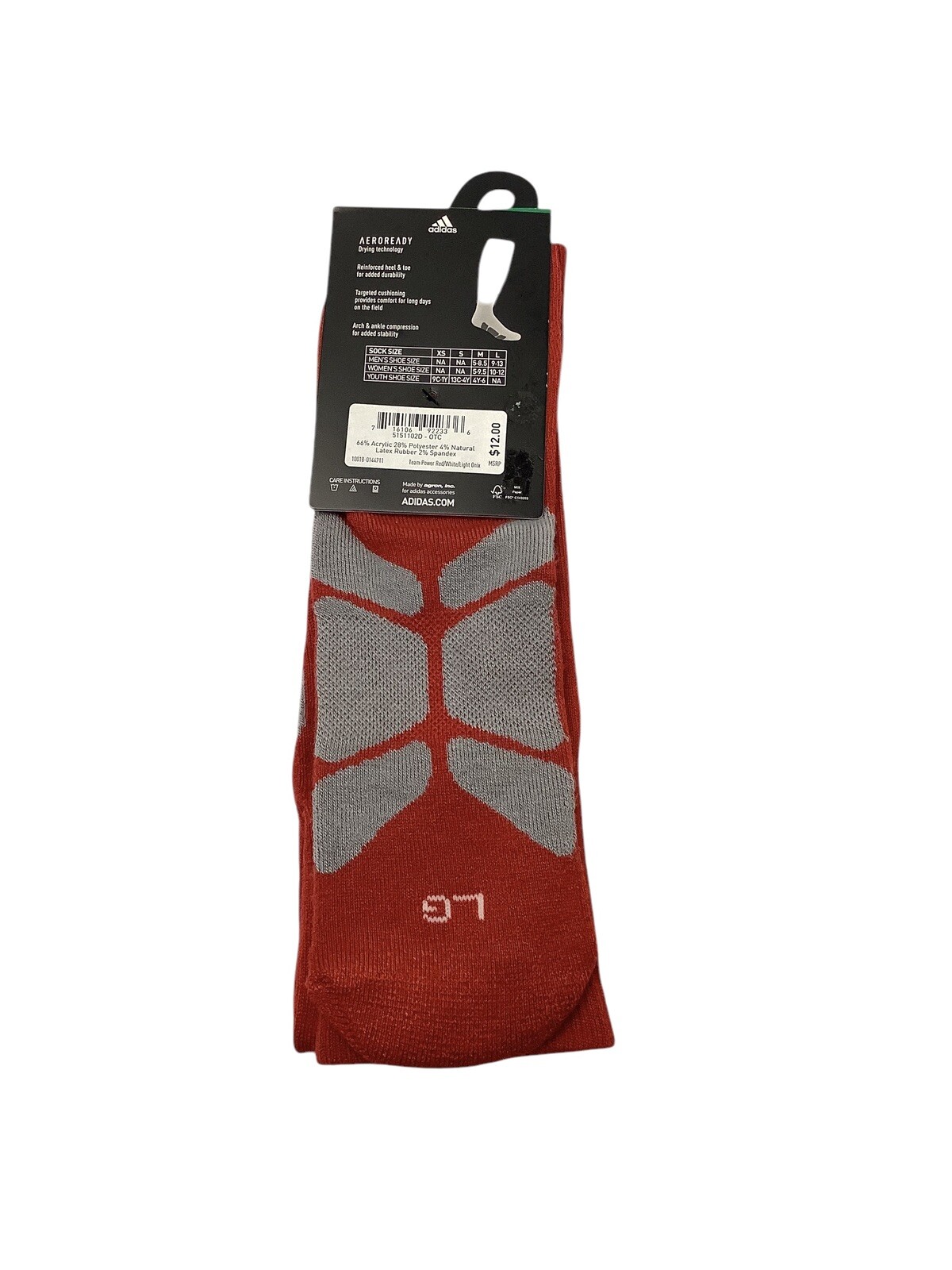 NWT adidas Baseball Over The Calf Red Aeroready Compression Socks Size Large