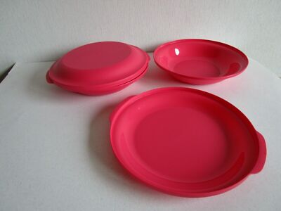  Tupperware,2er Aloha Schalen,flach,Teller,700ml,hellrot,NEU+OVP !!