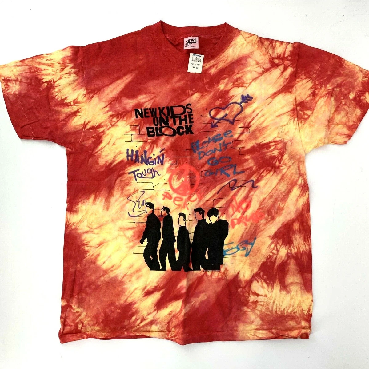 NWT Vintage 80s New Kids on The Block Tie Dye T-Shirt Sz L Deadstock! USA Made