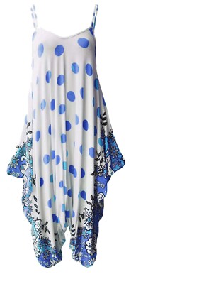 Women's Jumpsuit Printed Cami Lagen look Baggy Harem Playsuit Dress Polka Dot