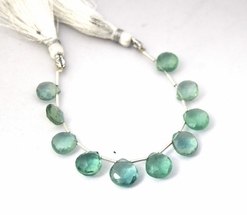 Green Fluorite Faceted Heart Shape Pair Briolettes, Green Color Fluorite Faceted - Picture 2 of 6