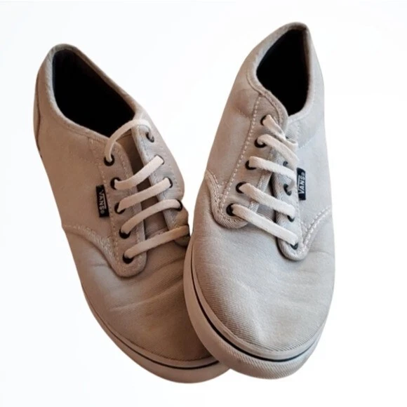 Sneaker classiche alla moda Vans grigie blu e bianche a righe piatte taglia 8