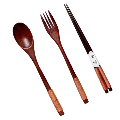 Japanisches Stil Portable Holz Besteck Set Gabel, Löffel, Essstäbchen set - Picture 9 of 13