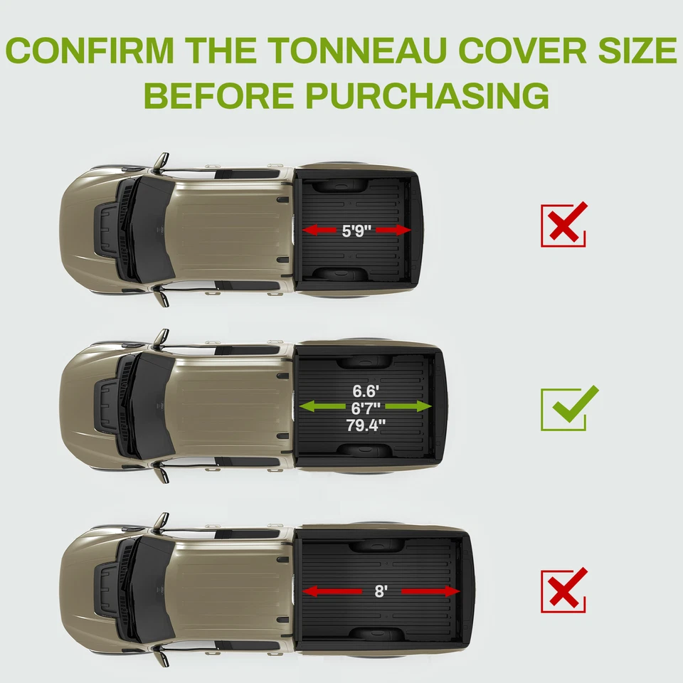 6.6FT FRP Hard Tri-Fold Tonneau Cover For 07-25 Chevy Silverado /GMC Sierra 1500 Foto 2 de 4