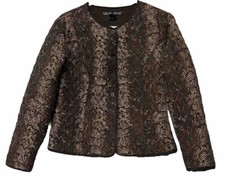 Silk-land 100% Silk Jacket Women’s Medium Faux Snakeskin Button Up Lined Quilted