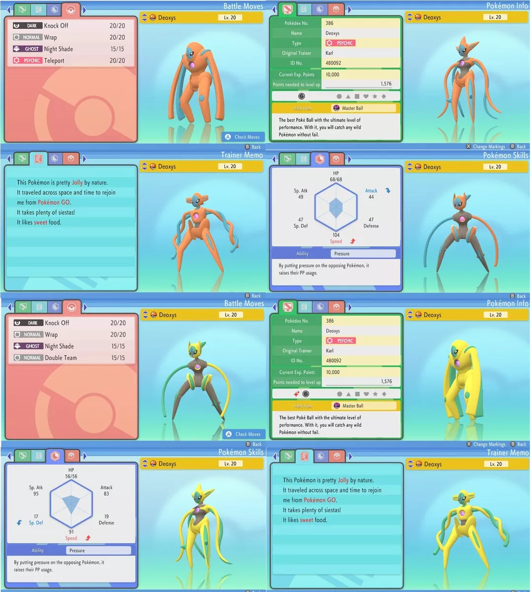 Pokemon Brilliant Diamond Shining Pearl DEOXYS 6IV Shiny BR + Masterball