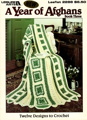 A Year of Afghans, 12 Designs to Crochet, Leisure Arts Leaflet 2288