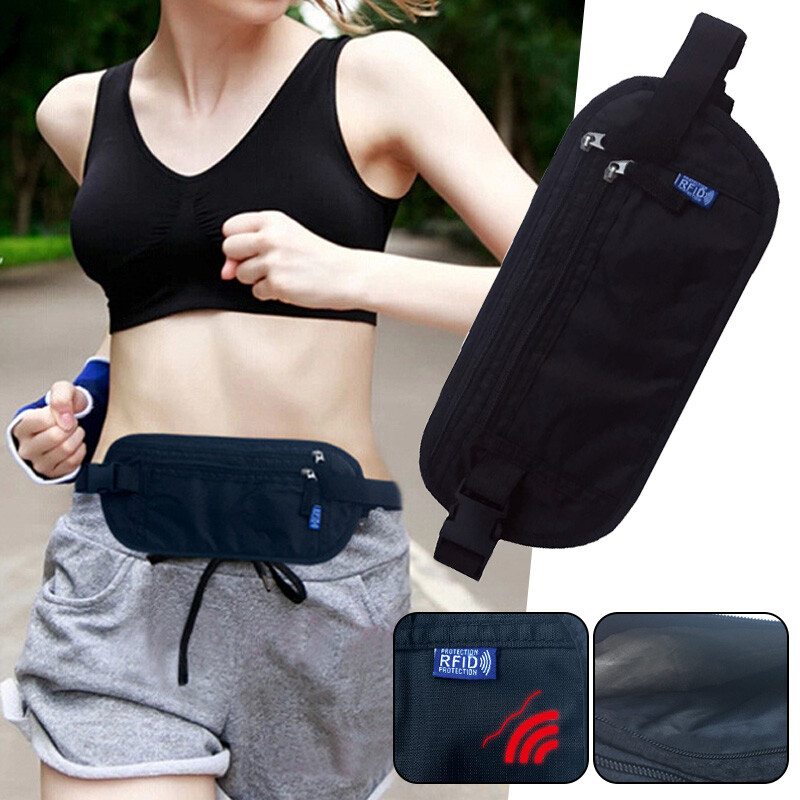 Outdoor RFID Blocker Travel Belt Wallet Waist Pack Phone Pouch