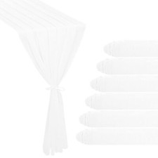 6 Pack 10Ft White Chiffon Table Runner 29x120 Inches Sheer Fabric Table Runne...