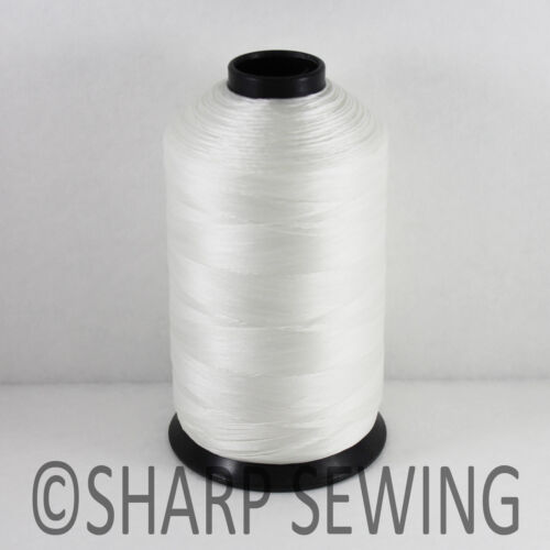 WHITE 8 OZ (1/2 LB; 2800 YARDS) CONE #69 BONDED NYLON THREAD SEW LEATHER CANVAS - Picture 1 of 1