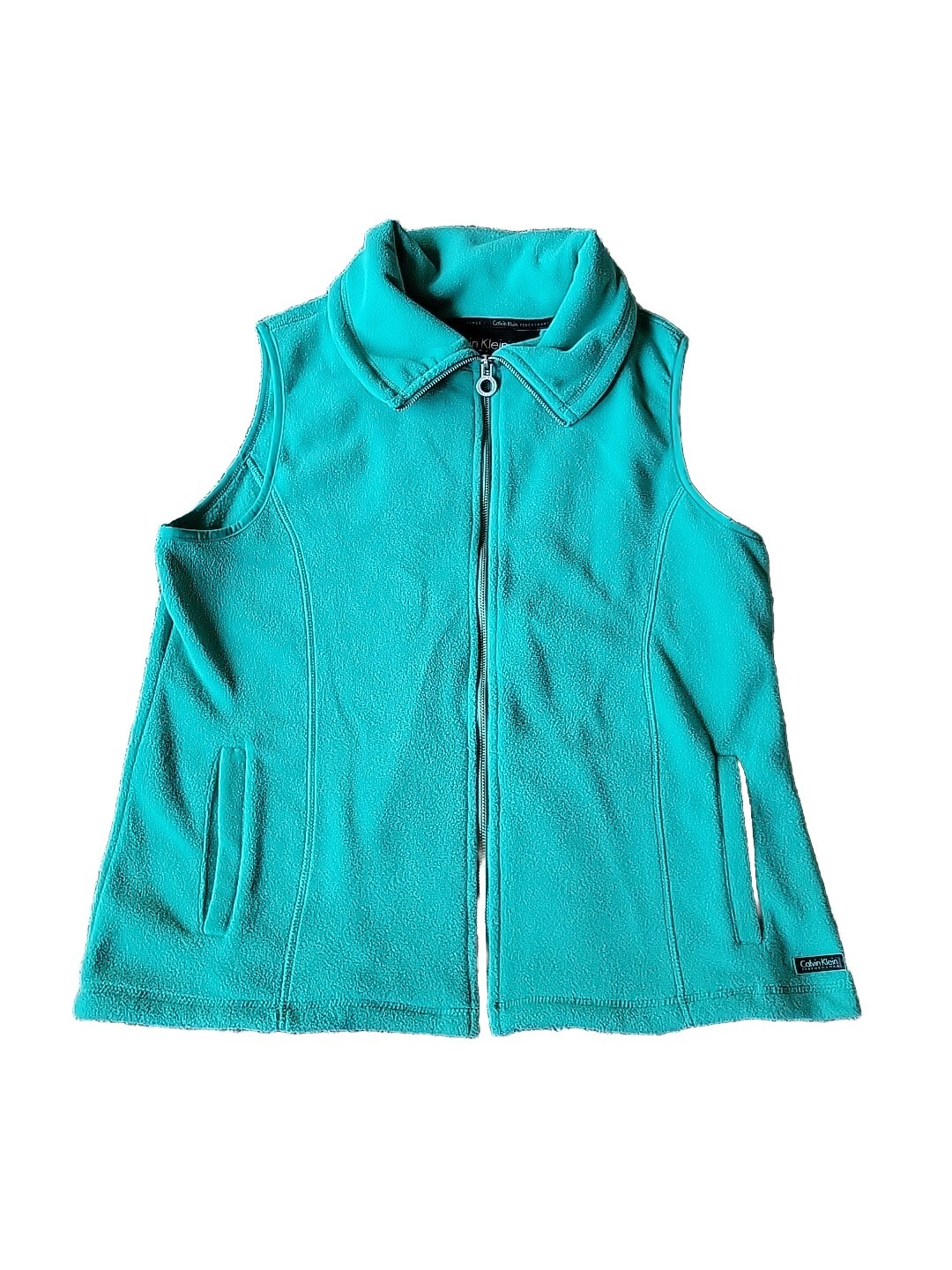 Calvin Klein Performance Womens XL Fleece Vest Teal  Quick Dry Phone Pocket