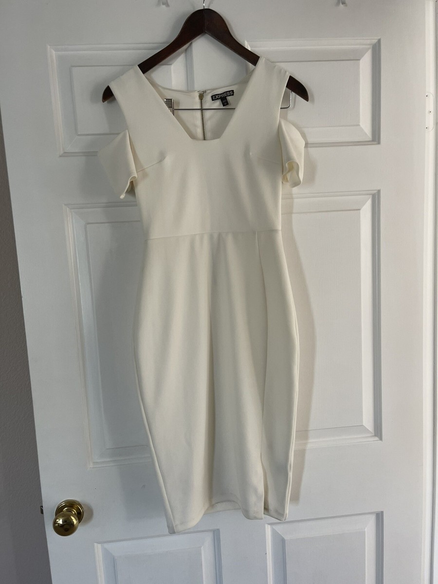 bodycon dress express Body Contour Mesh Ruched Side Slit Midi Dress With Bra Cups