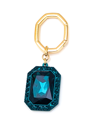 New in Box SWAROVSKI Emerald Green Crystal Lucent Key Ring Pendant