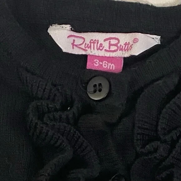 Ruffle Butts Black Front Button Cardigan with Ruffles Size 3-6 Months View 4