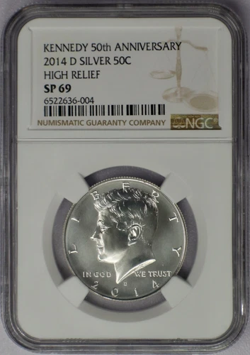 2014-D 50c High Relief Silver Kennedy Half Dollar - NGC SP 69